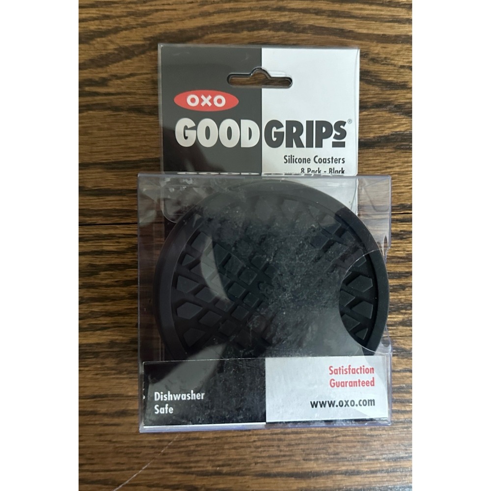 OXO Good Grips Silicone Coasters 7 Pack Black 3-1/2 Diameter Modern Home Kitchen